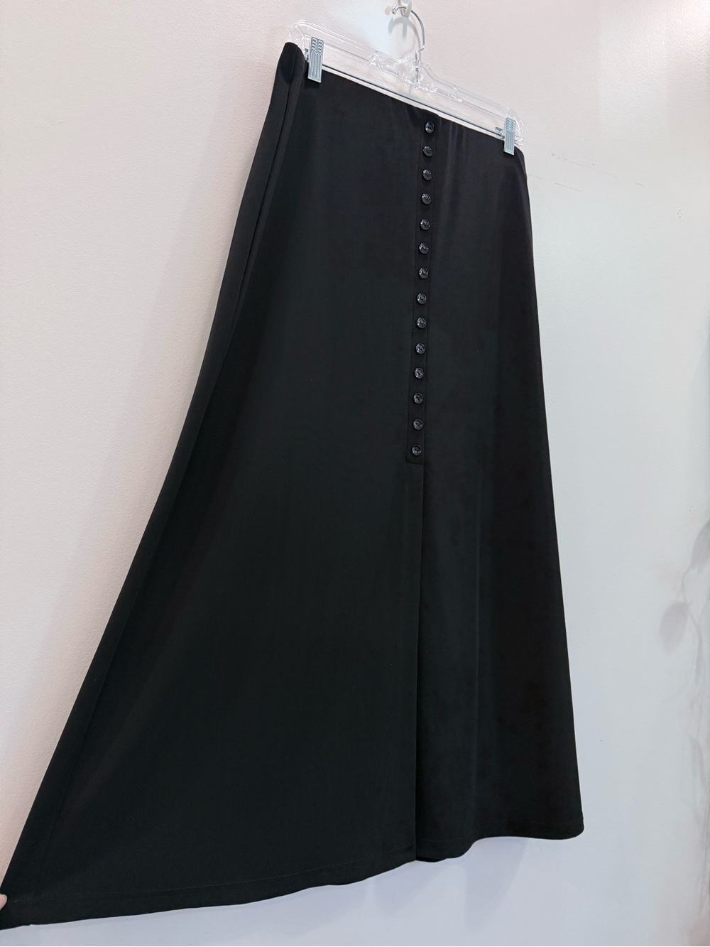 Vintage 90s Briggs New York Dark Faux-Button Flare Midi Skirt